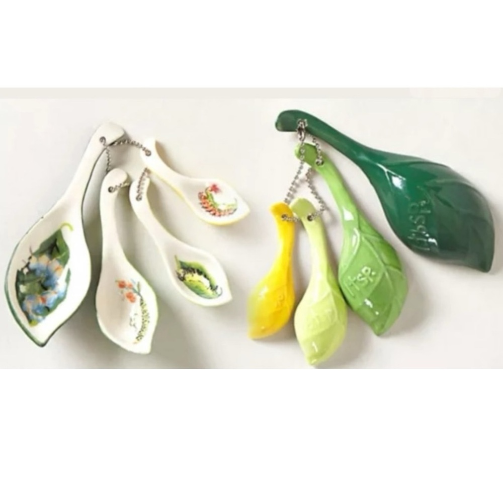 Anthropologie Tea Leaves Measuring Spoons Green Wedding Hostess Shower Mom Gift